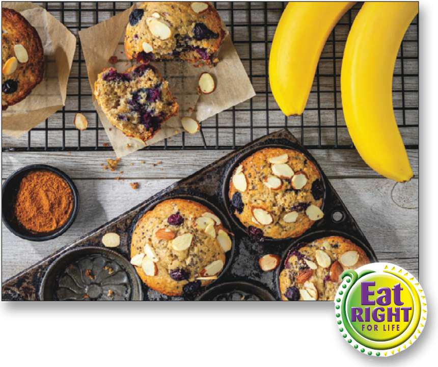 Blueberry-Banana Chia Seed Muffins