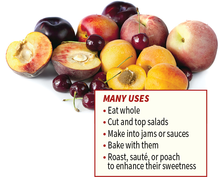 Peaches, plums, nectarines, apricots and cherries