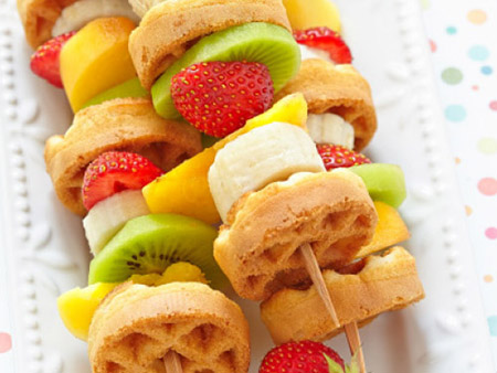 Tropical Fruit and Waffle Kabobs