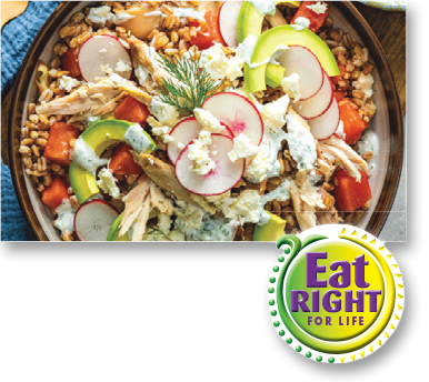 Chicken,Watermelon and Feta Farro Bowl