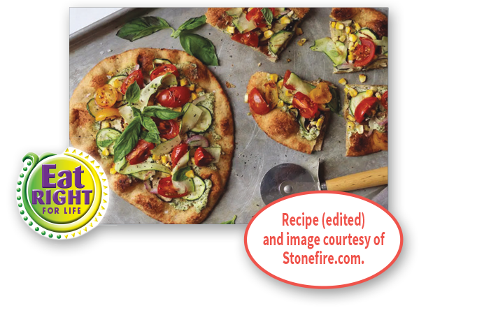 Ricotta Pesto Summer Vegetable Naan Pizza