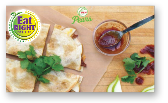 Barbeque Pork, Pear and Cheddar Quesadillas