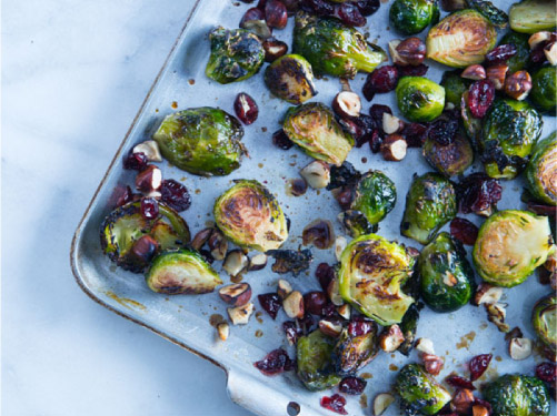 Skinny Sprouts with Dried Cranberries & Hazelnuts